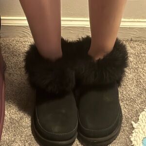 UGG Black Fur-Lined Footwear